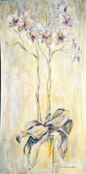 Orchid / 2023 / 100x50 / Canva, Acrylic, Oil pastel